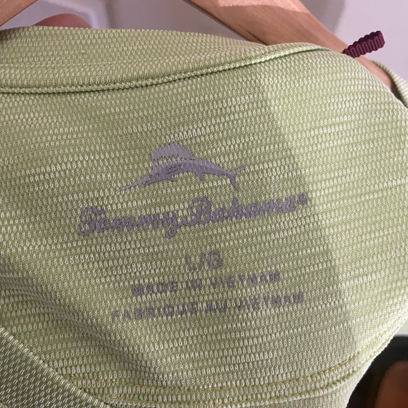 Bright Green Yellow Stitching Tommy Bahama Shirt With Logo Size Large - Picture 4 of 6